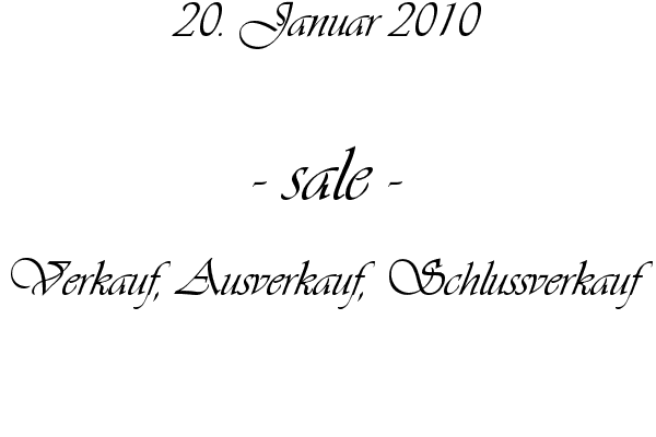 sale - Verkauf, Ausverkauf, Schlussverkauf