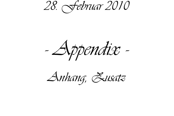 Appendix - Anhang, Zusatz