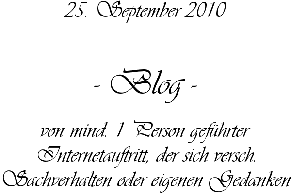 Blog - von mind. 1 Person gef�hrter Internetauftritt, der sich versch. Sachverhalten oder eigenen Gedanken widmet 