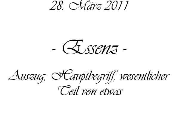 Essenz - Auszug, Hauptbegriff, wesentlicher Teil von etwas