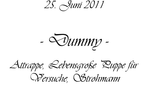 Dummy - Attrappe, Lebensgro�e Puppe f�r Versuche, Strohmann