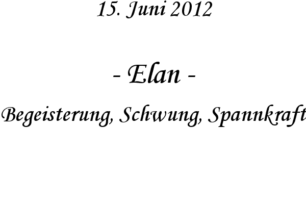 Elan - Begeisterung, Schwung, Spannkraft