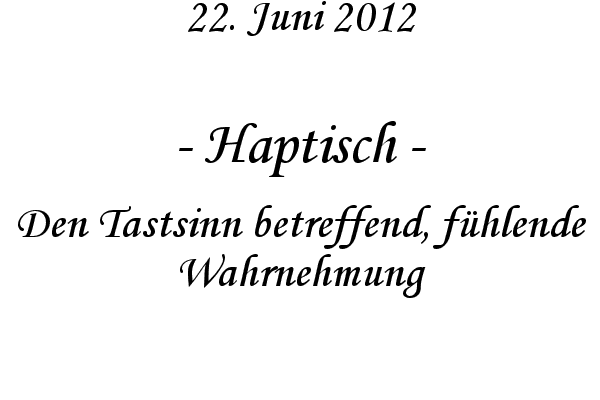 Haptisch - Den Tastsinn betreffend, f�hlende Wahrnehmung