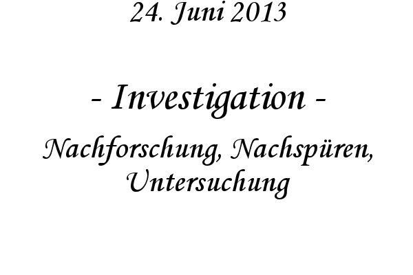 Investigation - Nachforschung, Nachsp�ren, Untersuchung