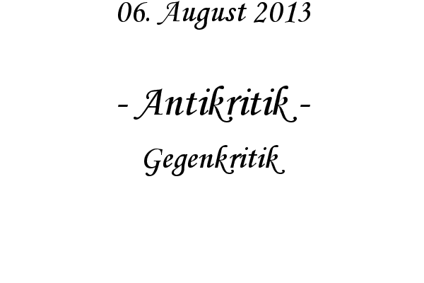 Antikritik - Gegenkritik