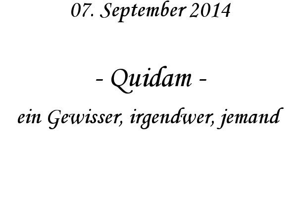 Quidam - ein Gewisser, irgendwer, jemand
