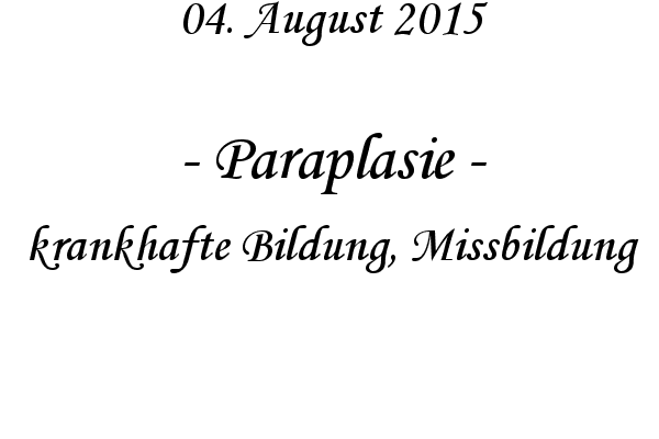 Paraplasie - krankhafte Bildung, Missbildung
