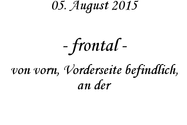 frontal - von vorn, Vorderseite befindlich, an der
