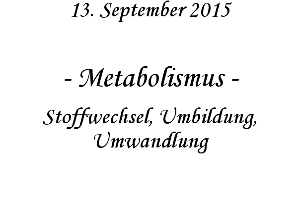Metabolismus - Stoffwechsel, Umbildung, Umwandlung
