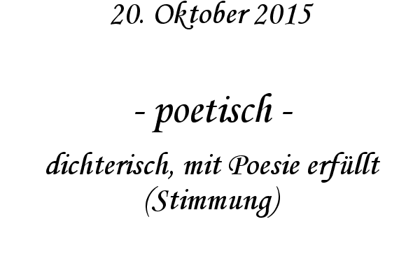 poetisch - dichterisch, mit Poesie erfllt (Stimmung)
