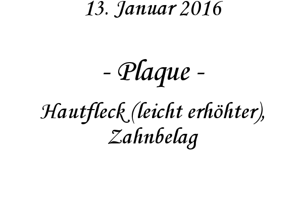 Plaque - Hautfleck (leicht erhhter), Zahnbelag

