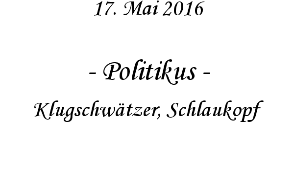 Politikus - Klugschw�tzer, Schlaukopf
