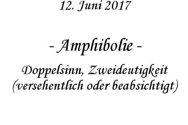 Amphibolie - Doppelsinn, Zweideutigkeit (versehentlich oder beabsichtigt)
