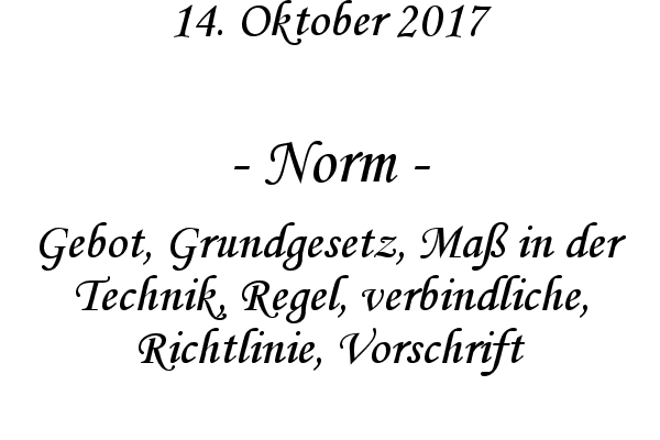 Norm - Gebot, Grundgesetz, Ma in der Technik, Regel, verbindliche, Richtlinie, Vorschrift

