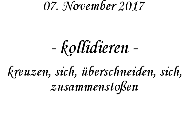 kollidieren - kreuzen, sich, berschneiden, sich, zusammenstoen
