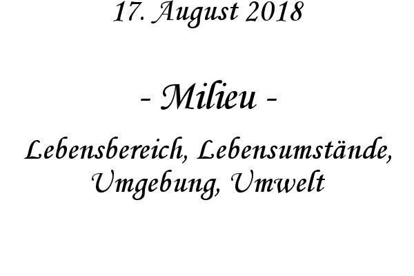 Milieu - Lebensbereich, Lebensumstnde, Umgebung, Umwelt
